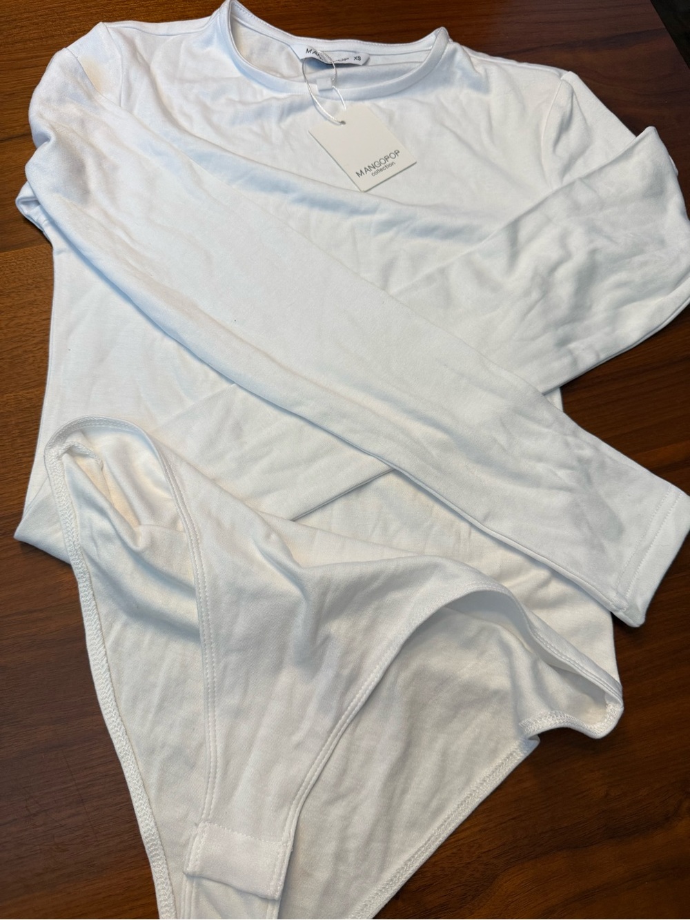Mango White Long-Sleeve Seamless Bodysuit